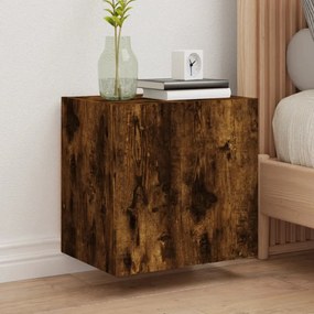 Mobili Tv Parete 2pz Rovere Fumo 40,5x30x40cm Legno Multistrato /