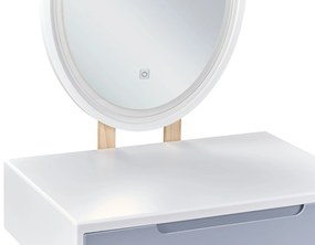 Toeletta con specchio a led bianco, grigio e beige VESOUL Beliani