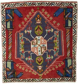 Shiraz Tappeto persiano 70x70 Rosso (Iran) Annodato A Mano