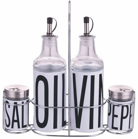 Set 4 condimenti bianco con stand Big is more