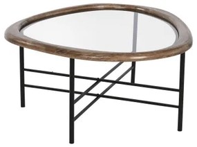 Tavolino da Caffè Home ESPRIT Marrone Nero Naturale Cristallo Legno di abete 76 x 81 x 38 cm