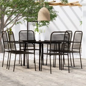 Set mobili da pranzo per giardino 7 pz nero