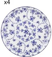 Set 4 piatti piani fiori blu porcellana Hanami