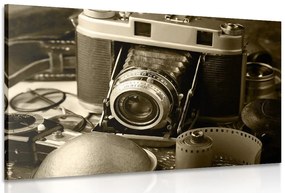 Quadro su tela – Fotocamera antica in seppia