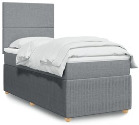 Giroletto A Molle Con Materasso Grigio Chiaro100x200 Cm Tessuto /