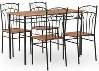 Set da Pranzo 5 pz in MDF e Acciaio Marrone cod mxl 18237