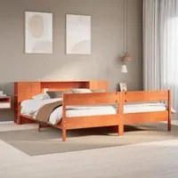 Letto Libreria senza Materasso Marrone Cera 200x200 cm in Pino 3322938