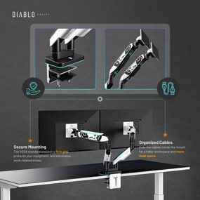 Supporto Doppio per Monitor da 49 Pollici Bianco e Nero X-Arm Dual RGB