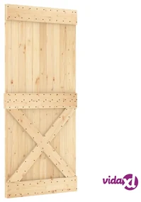 Porta In Legno Massello Di Pino 80x210 Cm - Natural Finish, Per Interni - Foto 11