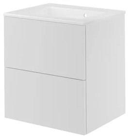 Mobile da bagno sospeso sotto lavabo L 60 x H 64 x P 48 cm bianco laccato, 2 cassetti SENSEA Neo