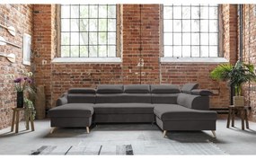 Divano letto angolare a U in velluto grigio scuro (angolo destro) Sweet Harmony - Miuform