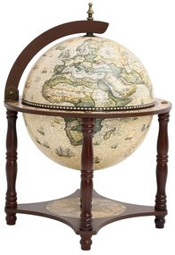 Bar A Globo Portavini Marrone Legno Massello Di Eucalipto /