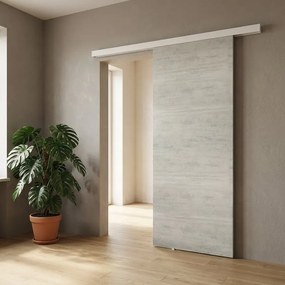 Porta scorrevole destra Beton in mdf rovere grigio, L 93 x H 212 cm, con binario Meli