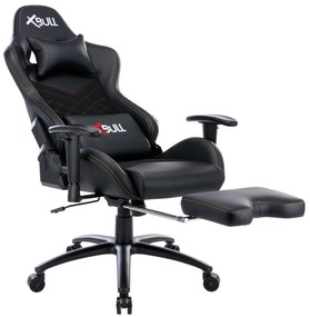 Sedia Gaming XL X-BULL con Poggiapiedi da Ufficio Computer Reclinabile con Supporto Lombare NERO