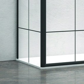 Cabina doccia 140x70 profili neri e vetro con  riquadri neri NICO-D3000S - KAMALU