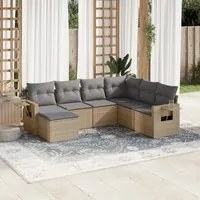 Set Divani da Giardino 7 pz con Cuscini Beige in Polyrattancod mxl 90562