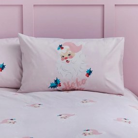 Set copripiumino e federa rosa per letto matrimoniale 200x200 cm Vintage Christmas Santa – Catherine Lansfield