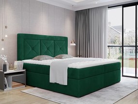 Letto matrimoniale boxspring Galizia - 160 x 200 cm , Tessuto verde