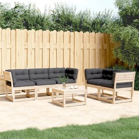 Set divani giardino 5 pz con cuscini in legno massello di pino