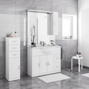 Mobile sottolavabo e lavabo Paola bianco L 101 x H 81 x P 33.5 cm, 3 ante 2 cassetti