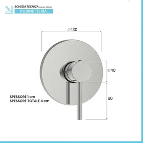Miscelatore doccia incasso in acciaio inox color nichel spazzolato York