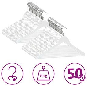 vidaXL Set Appendiabiti 50 pz Antiscivolo Bianchi in Legno Massello