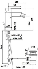 Paffoni Rin131k Miscelatore Bidet Con Scarico Clic Clak Cromo