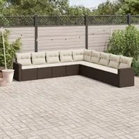 Set Divani da Giardino 9pz con Cuscini Marrone in Polyrattan 3251430