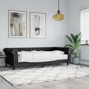 Divano letto con materasso nero 90x200 cm in similpelle