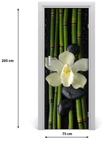 Adesivo per porta interna Orchidea e bamb? 75x205 cm