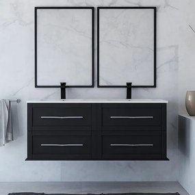 Mobile da bagno sospeso sotto lavabo L 120 x H 55 x P 46 cm grafite laccato opaco, 4 cassetti BADEN HAUS Tiffany