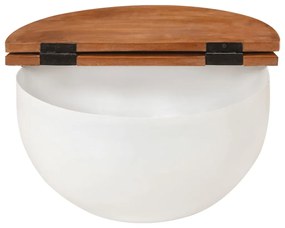 Tavolino da salotto bianco 50x27 cm legno massello di recupero