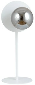 Lampada Da Tavolo Contemporanea Ippolita 1 Luce In Acciaio Bianco E Vetro Fumè