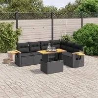 Set Divani da Giardino con Cuscini 7pz Nero Polyrattan 3273533