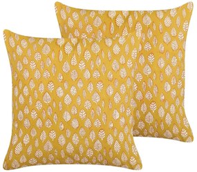 Set di 2 cuscini cotone giallo senape 45 x 45 cm GINNALA Beliani