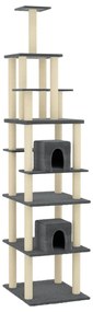 Albero per gatti con tiragraffi in sisal grigio scuro 216 cm