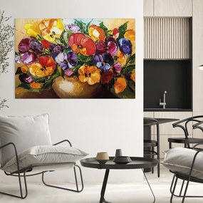 Quadro su tela Natura dipinta (1-pezzo) - vaso artistico con bouquet di fiori