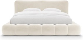 Letto matrimoniale imbottito avorio con contenitore con rete inclusa 180x200 cm Solange – Micadoni
