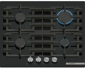 Piano cottura a gas vetro temperato, 60 cm, SER6, vetro temperato, ghisa (singolo) a BOSCH - PPP6A6I40