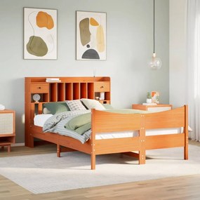 Giroletto Senza Materasso Marrone Cera 160x200 Cm Legno Di Pino /