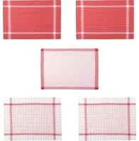 Set 5 strofinacci 50x70 cm cotone righe rosse