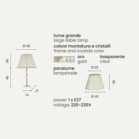 Lampada da tavolo VILLA in vetro lavorato a mano Oro 40x66 cm