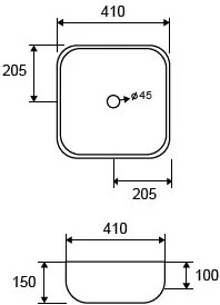 New Line Quadro ciotola Lavabo 41x41 Da Appoggio In Porcellana Bianco