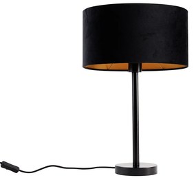 Lampada da Tavolo Nera con Paralume Ovale in Velluto Nero 35cm - Simplo