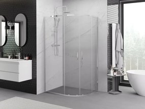 Mexen Exo cabina doccia semicircolare asimmetrica scorrevole 100 x 80 cm, trasparente, cromo - 8132-100-080-01-00