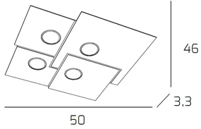 Plafoniera Moderna Plate Metallo Bianco 4 Luci Gx53