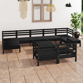 Set salotto da giardino 10 pz in legno massello di pino nero