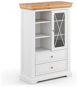 Vetrinetta legno massello pino bianca shabby country