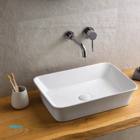 Lavabo D'Appoggio Da 49x35 Cm Finitura Bianco Lucido