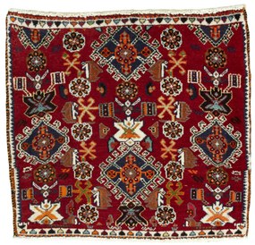 Shiraz Tappeto persiano 60 x 70 Rosso (Iran) Annodato A Mano